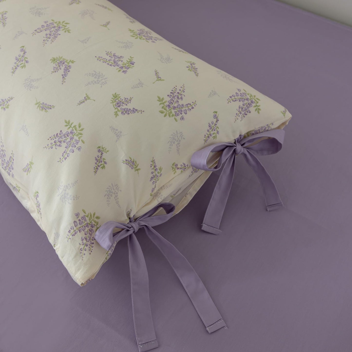 VM VOUGEMARKET Cotton Duvet Cover Set Queen,3 Pieces Purple Floral Bedding Set,Girls Lavender Flower Duvet Cover with Zipper Closure-Queen,90x90 Inch