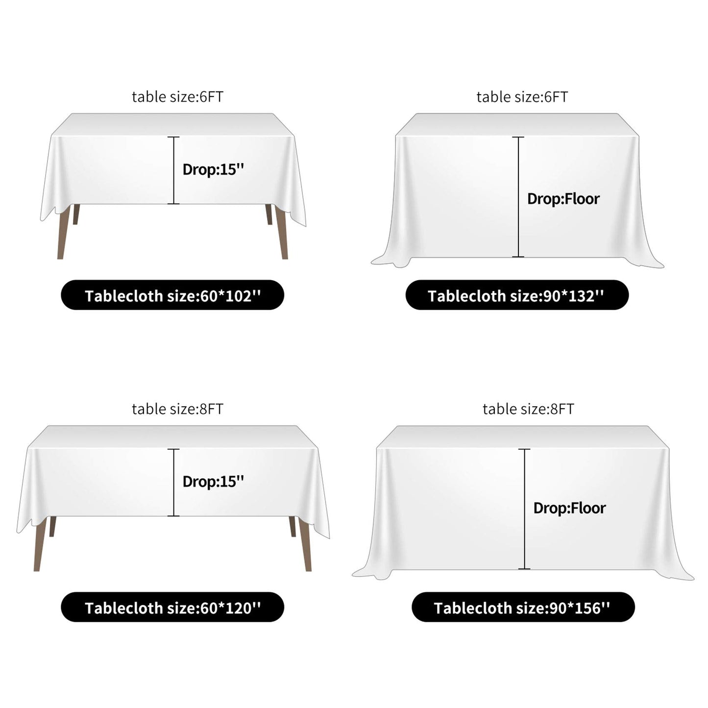 Ascoza 2pack 90x156 Inch Burgundy Rectangular Tablecloth 6 Feet Table Cloth in Polyester Fabric for Wedding/Banquet/Restaurant/Parties