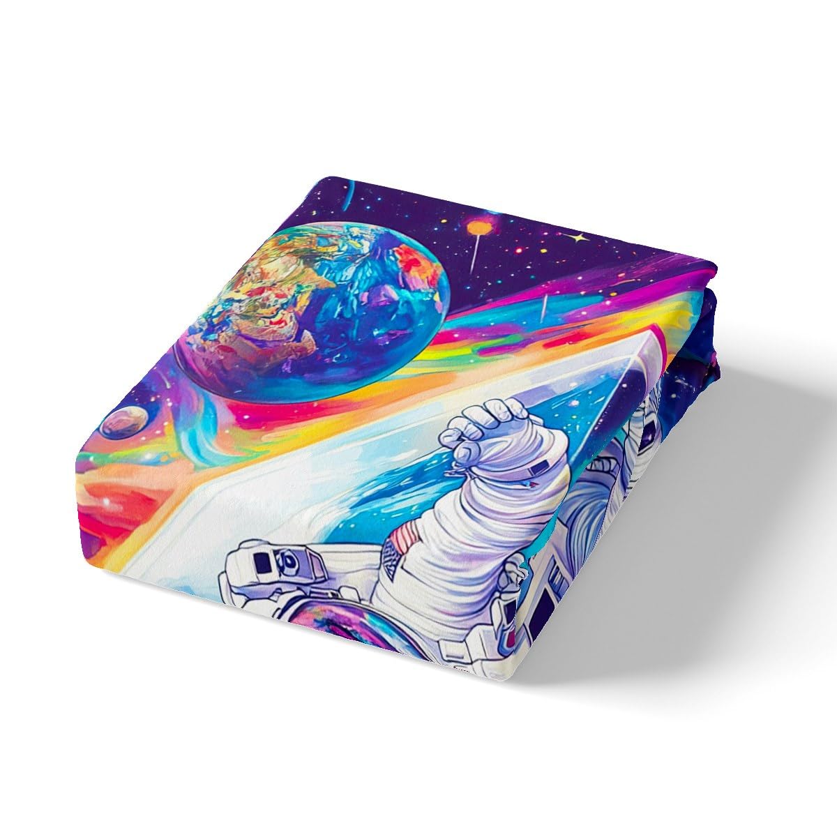 Feelyou Astronaut Sheet Set Queen Size Kids Outer Space Sheets with Deep Pocket Fitted Sheet for Boys Teens Cosmonaut Spaceman Bed Sheets Set Breathable Galaxy Bedding Set Universe Planets Bed Set