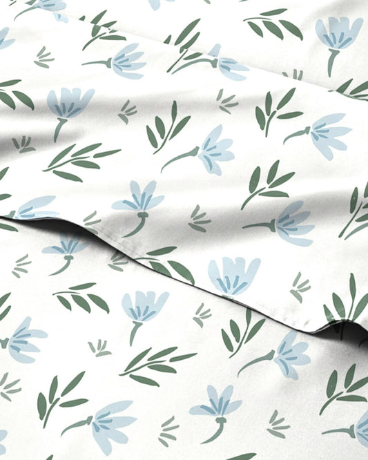 Floral Sheets - Flower Print Bed Sheet Set - 1 Flat, 1 Fitted & 2 Pillowcases w/ Deep Pockets - Comfy, Cozy, Wrinkle & Fade Free - Boho Botanical Bedding - Soft, Breathable & Cooling - Full Size Set