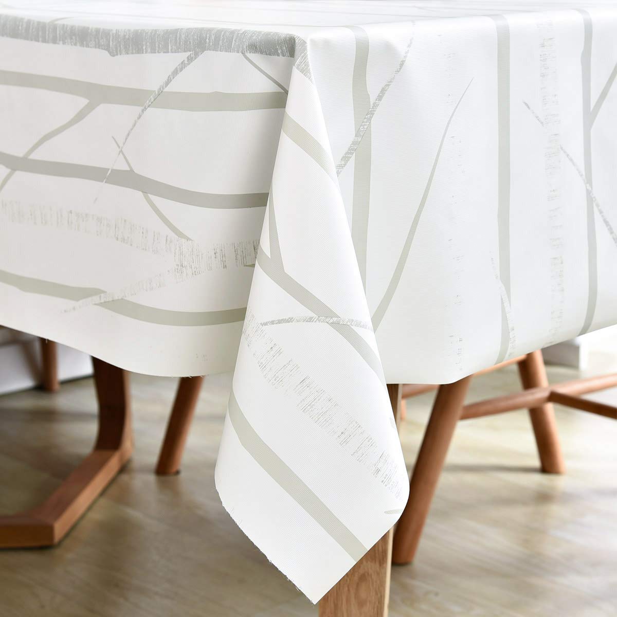 LOHASCASA Square Vinyl Oilcloth Tablecloth Waterproof Wipeable PVC Heavy Duty Plastic Party Spill Proof Tablecloths for Cardtable Tablecloth - White Tree 4Ft 54 x 54 Inch