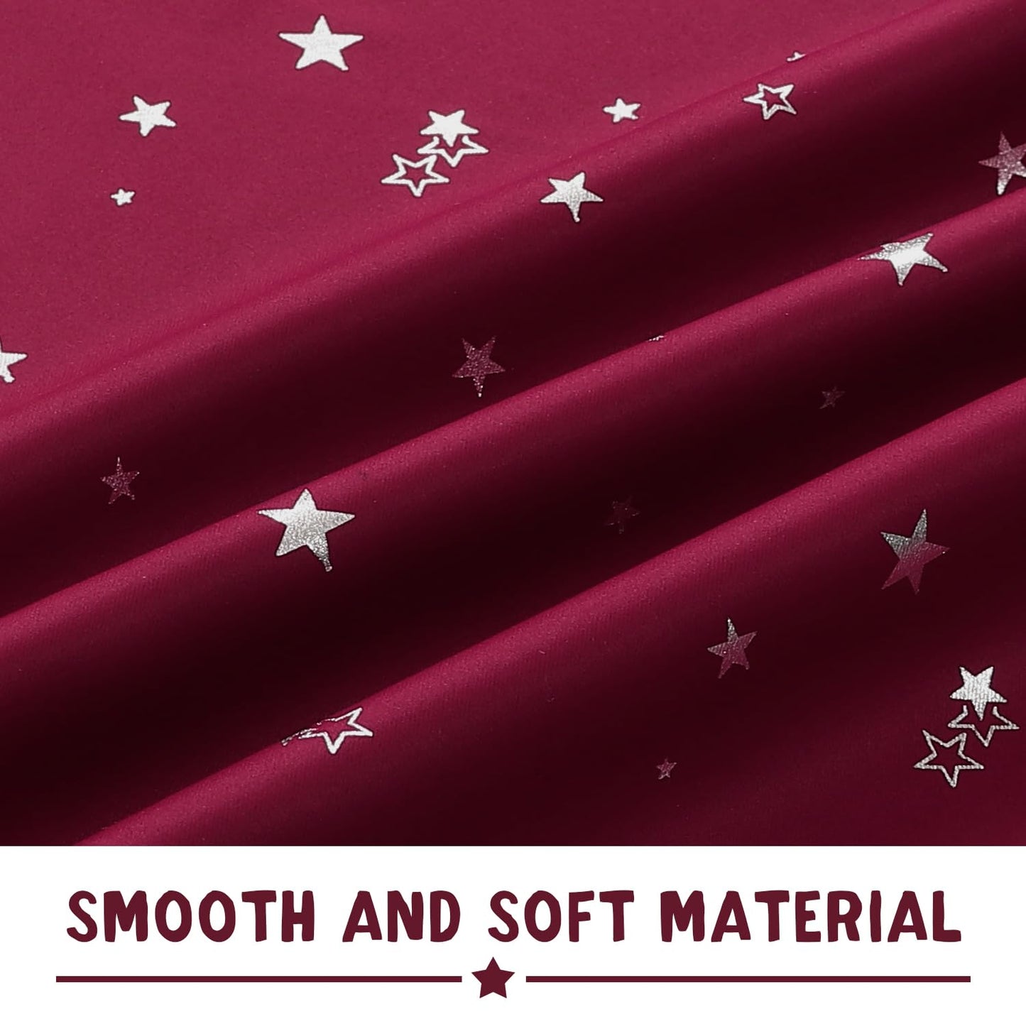PrinceDeco Blackout Kids Curtains for Bedroom Thermal Insulated Silver Twinkle Star Curtains for Girls Antique Grommet Top Window Treatment 2 Panels Drapes for Nursery (52" W x 84" L, Burgundy/Silver)