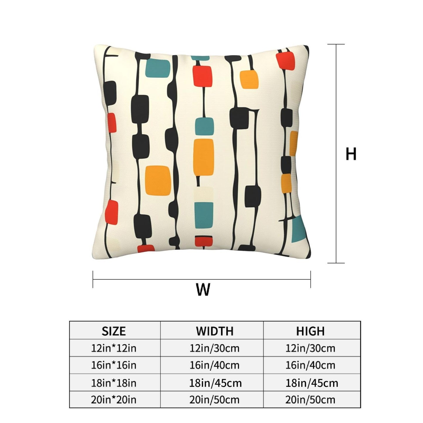 Worltoldb Throw Pillow Covers Set of 4 Decorative Soft Linen Fabric Square Cushion Case for Room Bedroom Sofa Car 18x18 (Mid Century, 18"x18")