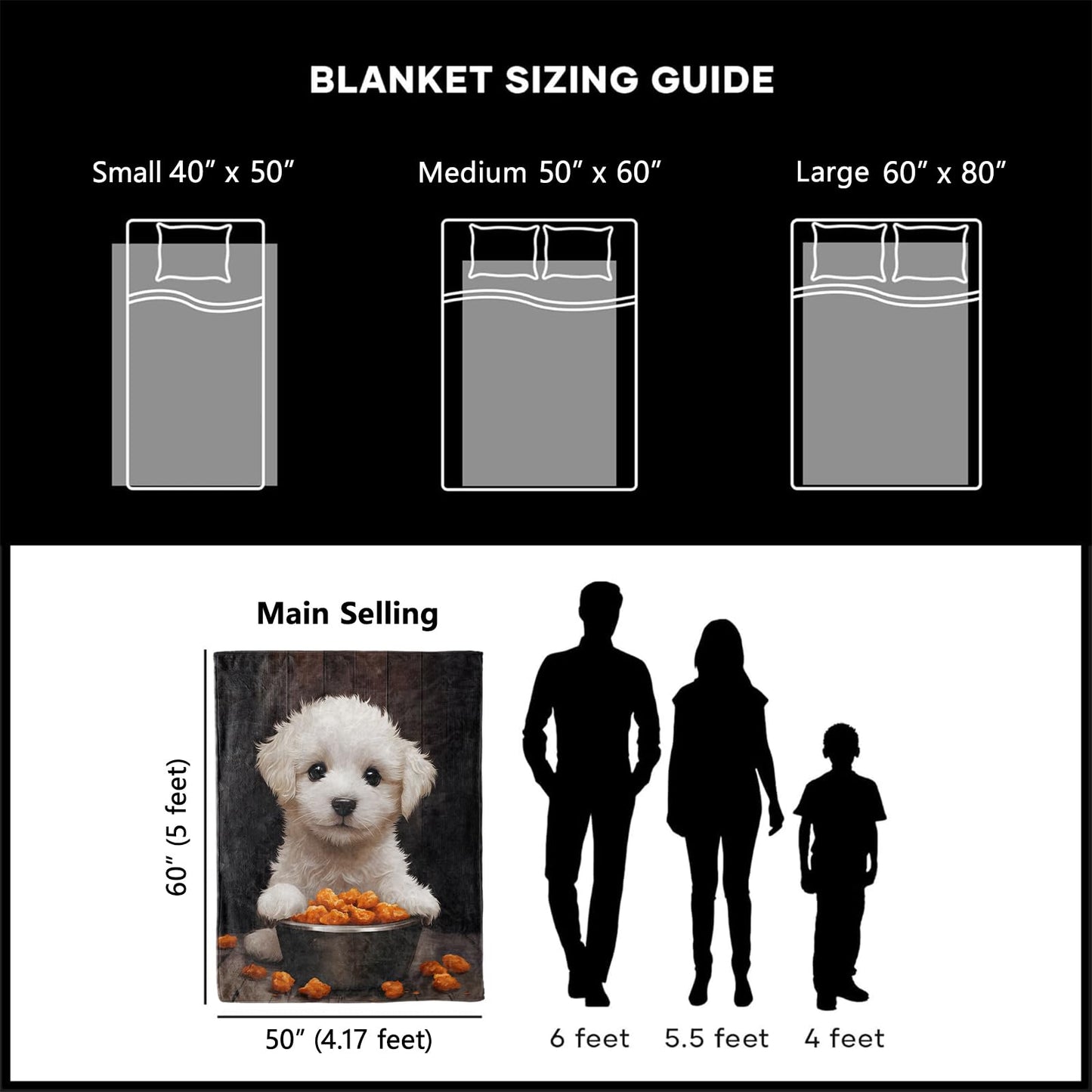xmwjfd Fluffy Maltese Dog Blanket, Cozy Plush Cute White Puppy Throw Blanket for Couch Bedroom Outdoor, Lightweight Soft Flannel Travel Blankets, Gifts for Women Adults Kids, Warm Decor 50"×60"