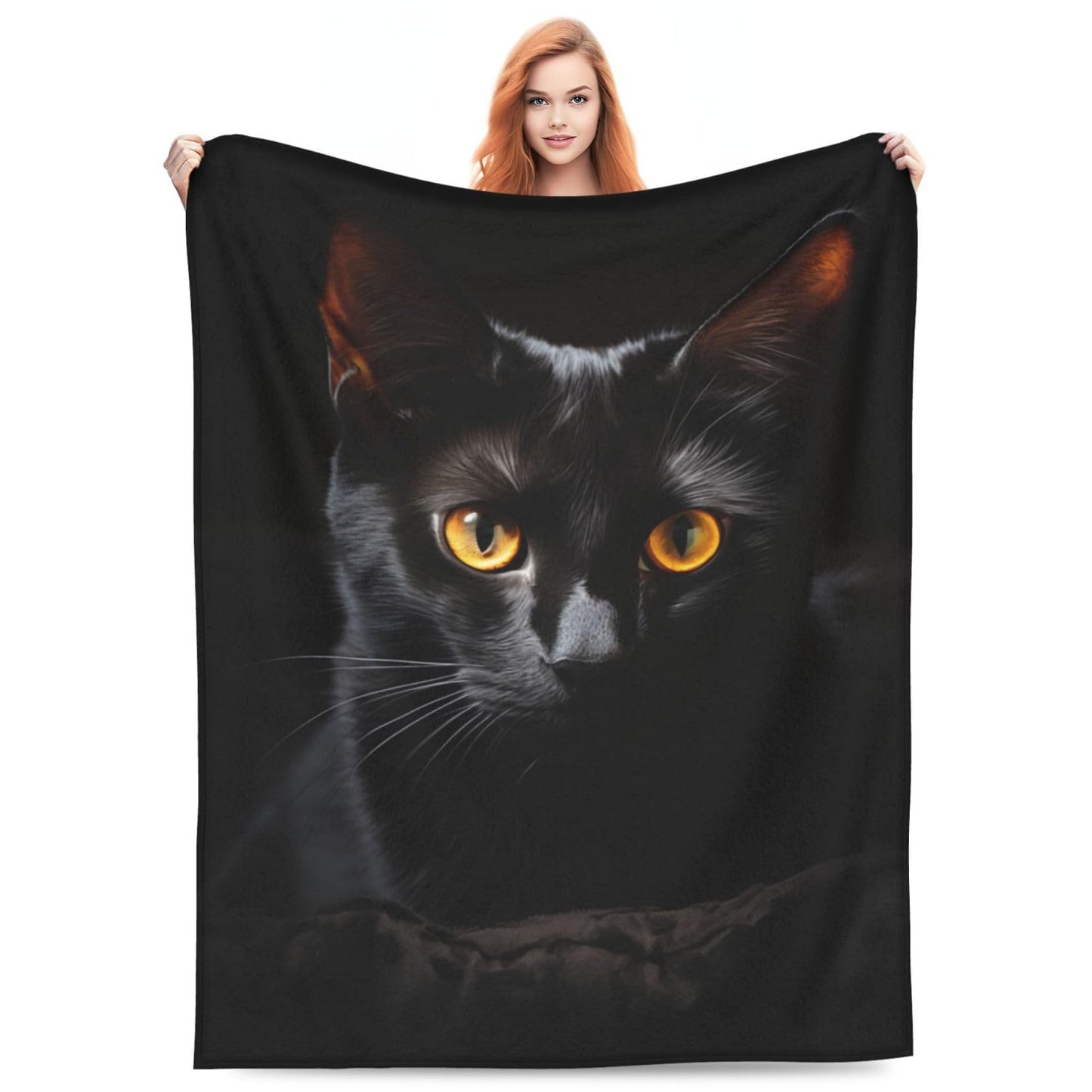 amepay Cute Black Cat Blanket Gifts for Pet Lovers Girls Animal Kitten Flannel Throw Blankets for Home Couch Bed Sofa Soft Cozy Lightweight Halloween Decor Adults All Season 50x40 Inches