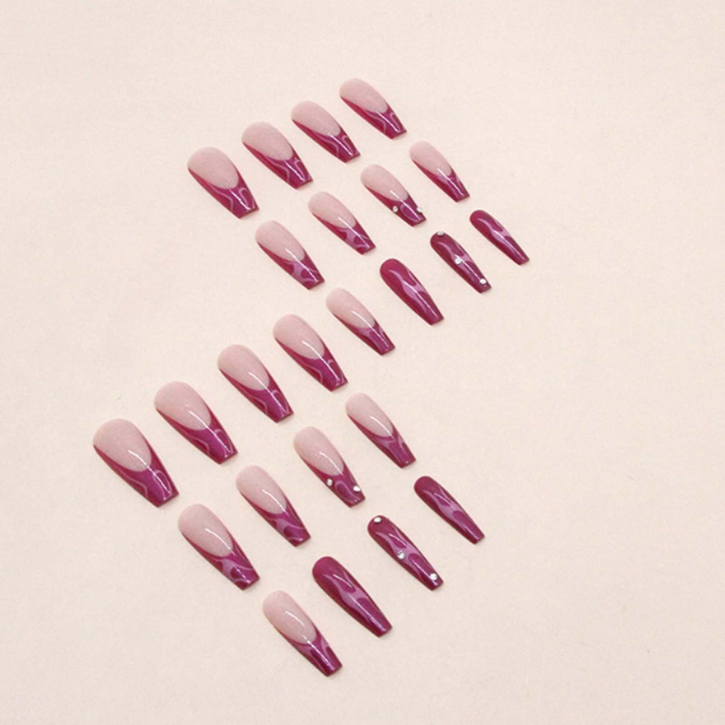 Gifiky Long Coffin False Nails French Press on Nails Galaxy Nails Tips Acrylic Reusable Fake Nails for Women and Girls 24Pcs