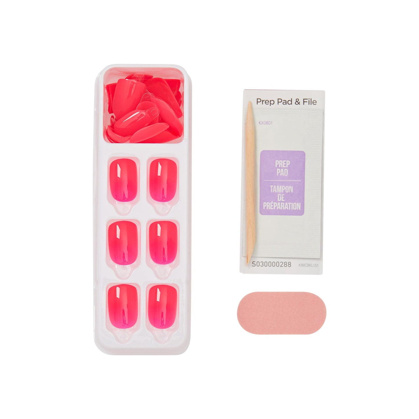 Kiss Impress No Glue Mani Press On Nails, Color, 'Melting', Pink, Short Size, Squoval Shape, Includes 30 Nails, Prep Pad, Instructions Sheet, 1 Manicure Stick, 1 Mini File
