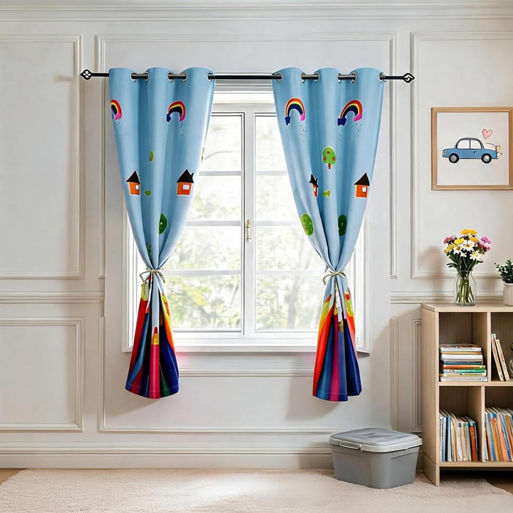 MYRU Absolutely Blackout Curtains for Kids Room,2 Layers Lined Curtains for Boys Girls Room,Set of 2 (Colorful Pencil, 2 x 39 x 63 Inch)