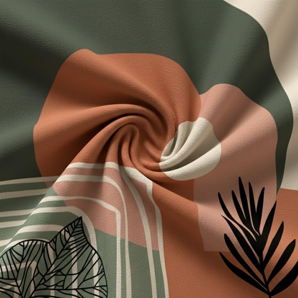 Hopomoon Green Abstract Throw Pillow Covers 18x18 Inches Set of 4,Sage Green and Terracotta Mid Century Modern Botanical Leaves Sun Decor Plush Pillowcases for Sofa Couch Living Room