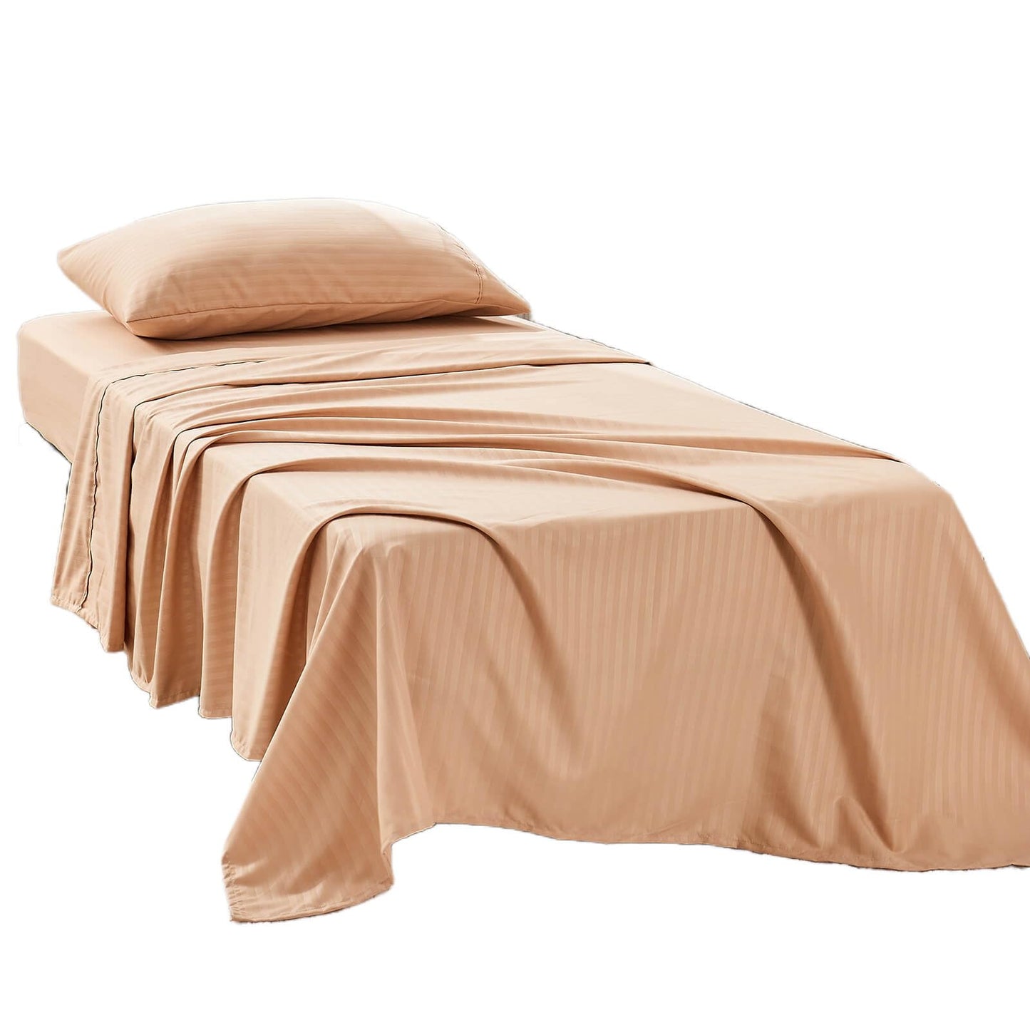 Kingnex Striped 30x75 Cot Size RV Bunk Sheets Set for Narrow Twin Bed Soft Brushed 1800 Microfiber 3 Piece Bedding Set Includes 1 Fitted Sheet 1 Flat Sheet 1 Pillowcase Beige