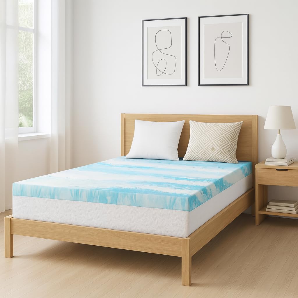 Memory Foam Mattress Topper Twin - 3 Inch Gel Infused Bed Toppers, Pressure Relief Mattress Pad for Dorm Room, CertiPUR-US Certified