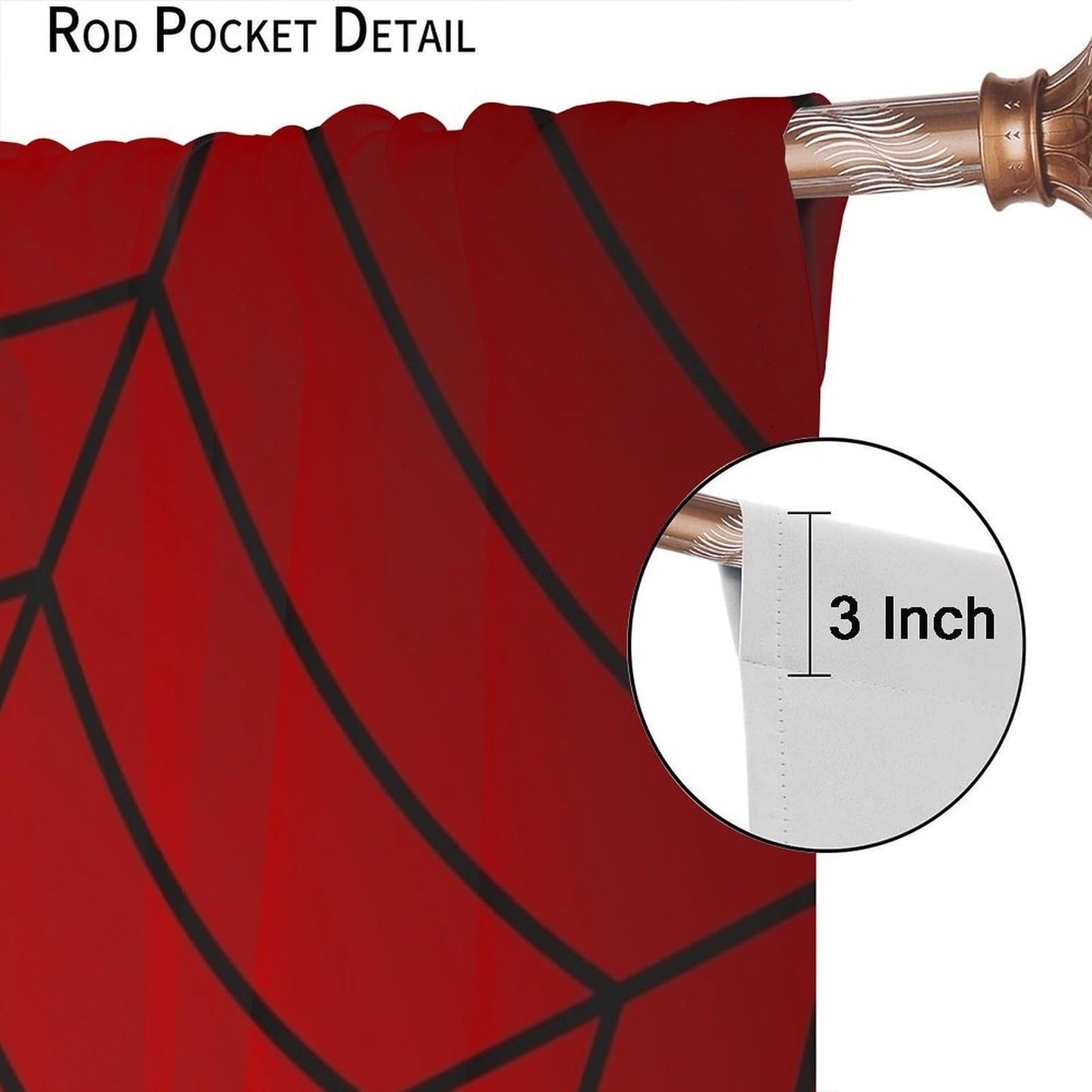 Djaby Spider Web Curtains, Cartoon Red Spider Web Window Curtain for Kids Girls Boys Bedroom Living Room Home 42" W X 45" L(No Blackout)