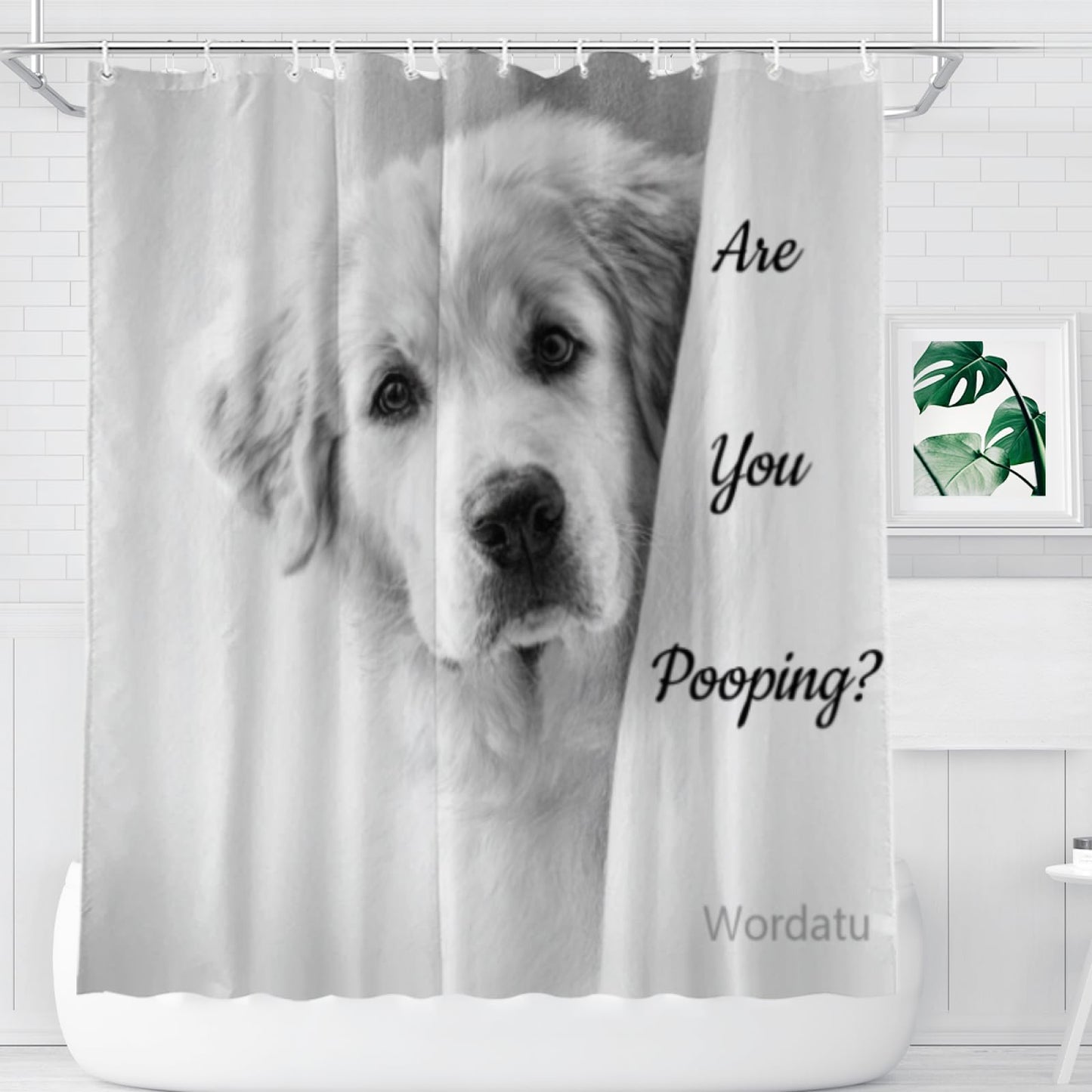 Wordatu Great Pyrenees Shower Curtain Bathroom Set 72x72 Inches are You Pooping Bath Animal Bath Animal Pet Dog Art Home Decor 12 Hooks