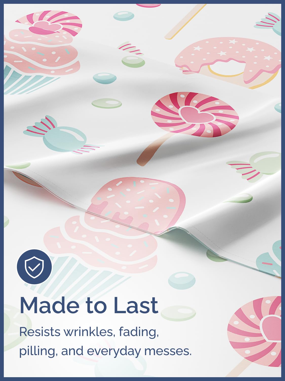 Kids Twin Size Bed Sheet Set - 3 Piece Kids Loft Bed Sheets - Sweets Cupcake Pattern Bedding - Soft, Cute and Cozy - Breathable & Machine Washable - Lollipop Bed Set for Boys, Girls, Teens & Toddlers