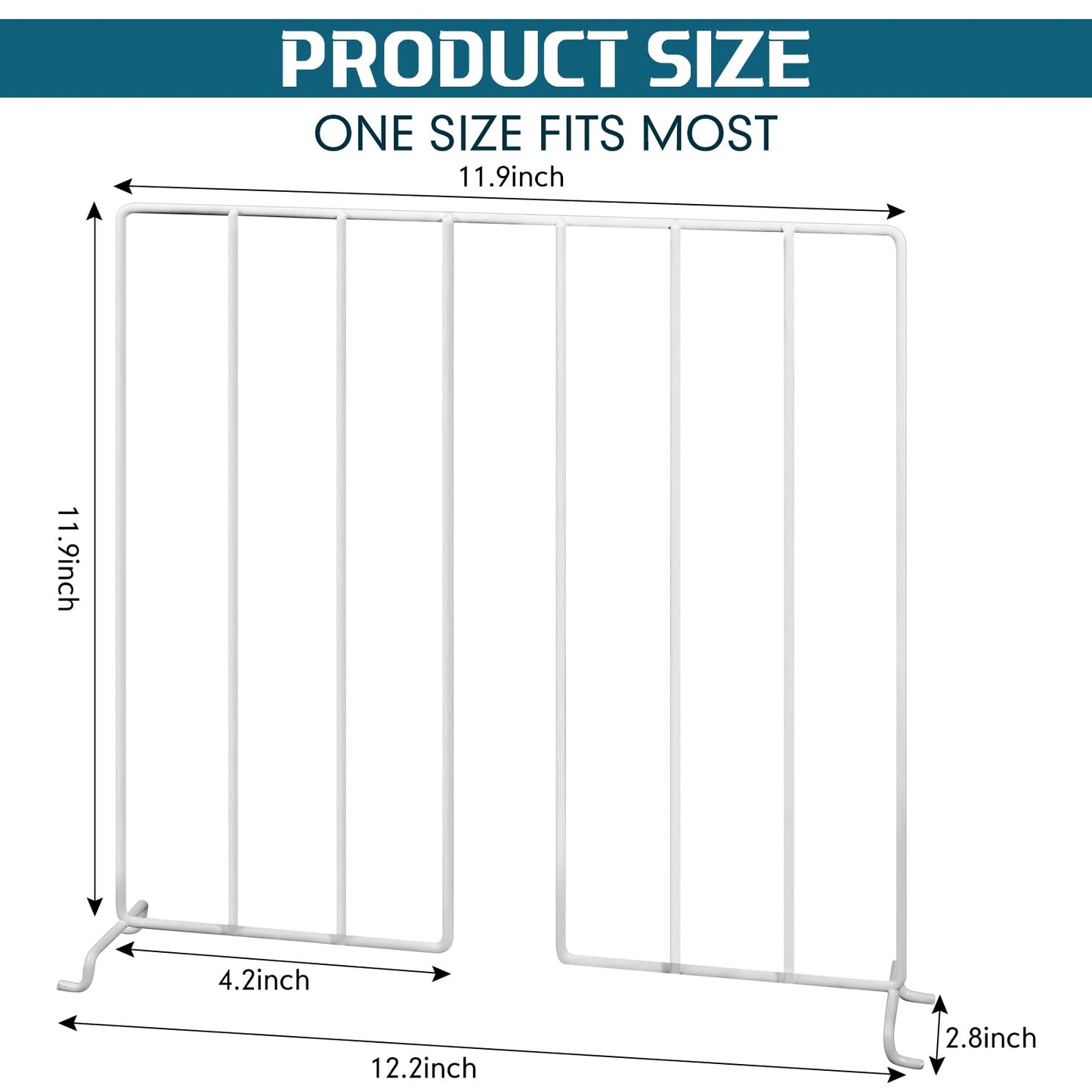 Sawysine 20 Pack Wire Closet Shelf Dividers - 12 Inch Vertical Organizer for Clothes, Purse, Book Storage - Metal Wire Shelving for Bedroom