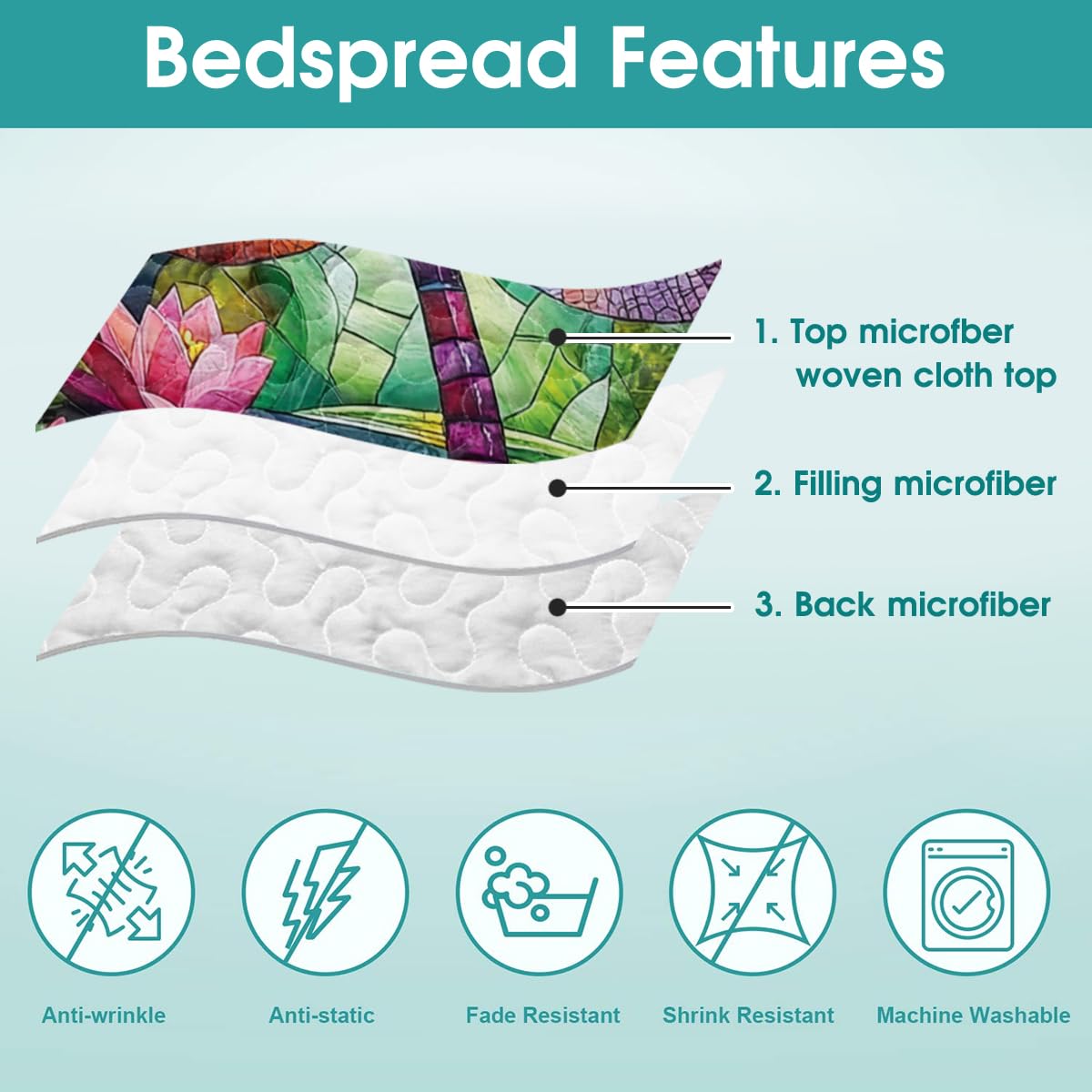 LUSHIS Patchwork Quilt Set, Patchwork Throw Bedspread Bed Sets - Animals Coverlet Sets All Season Soft Microfiber Lightweight Bedding Set (Dragonfly #1)