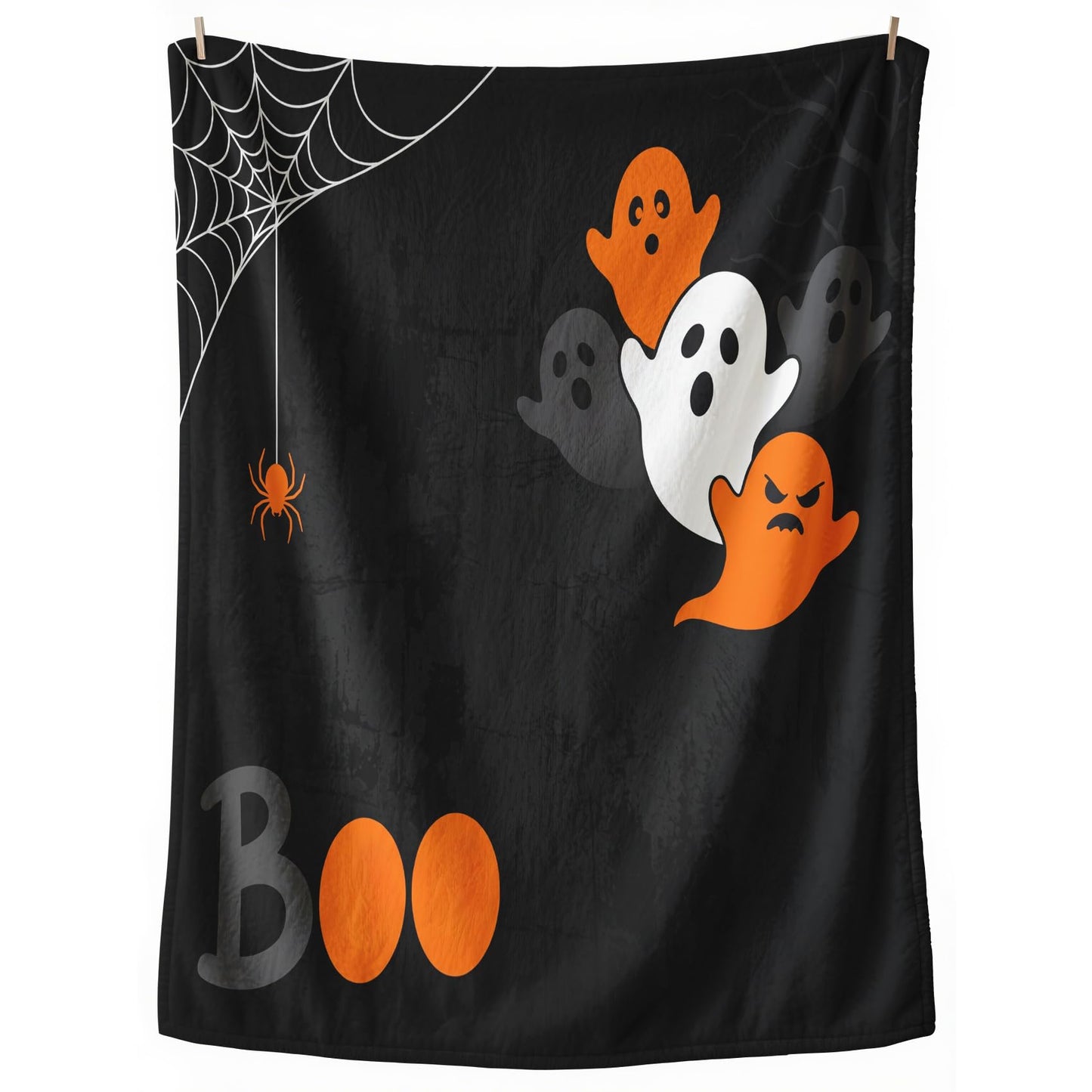 GEDAEUBA Boo Blanket Halloween - Spooky Ghost Spider Web Fleece Blanket Full Size, Soft Cozy Blankets & Throws for Couch, Bed, and Sofa, 84x90 inches