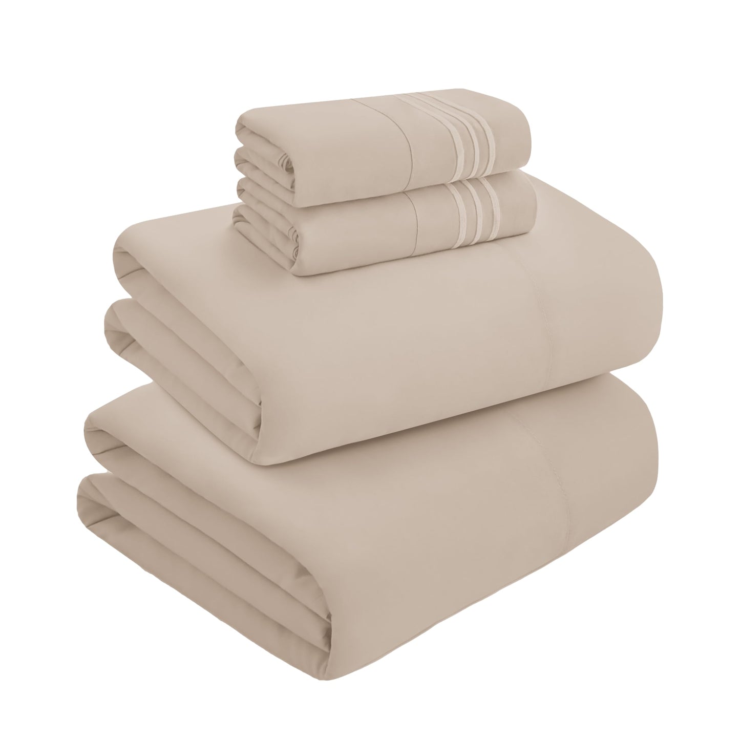 Mocassi Full Size 4-Piece Bed Sheet Set - 1800 Premium Hotel Quality Microfiber 18-24 Inches Extra Deep Pocket Fitted Sheet- Luxury Soft, Breathable, Wrinkle, and Fade Resistant, Cream