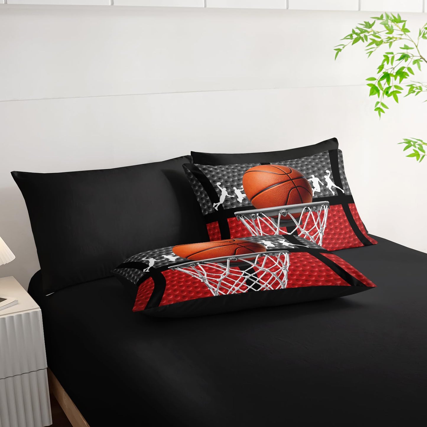 AILONEN Kids 3D Basketball Sport Comforter Set for Boys,7-Piece Basketball Framework Bed in a Bag Twin Size,Gaming Comforter & Fitted Sheet with Flat Sheet,2 Pillowcases,2 Pillow Shams,Soft