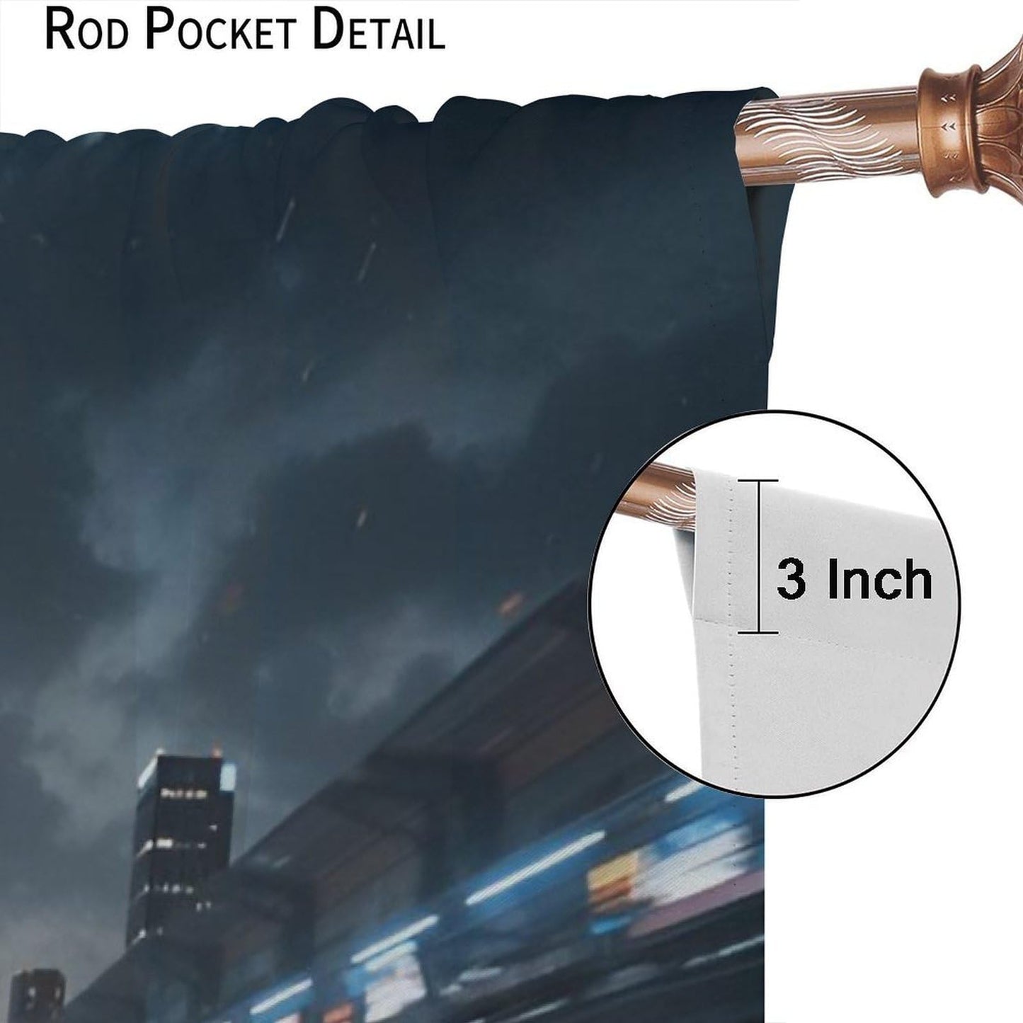 Nsbul Speed Racing Curtain, High-Speed Night City Extreme Sport Cars Cool Design Window Drapes for Kids Boys Bedroom Living Room, 42" W X 45" L (No Blackout)