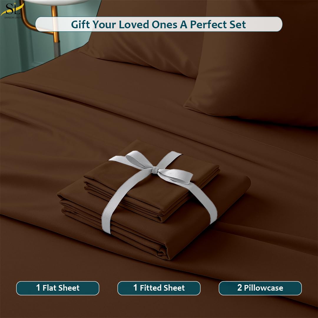 King Sheet Set - 4 Piece Ultra Soft Brushed Microfiber Bed Sheets - 15" Deep Pockets, Wrinkle-Free & Breathable for a Secure Fit Sheets & Pillowcases (King, Chocolate)