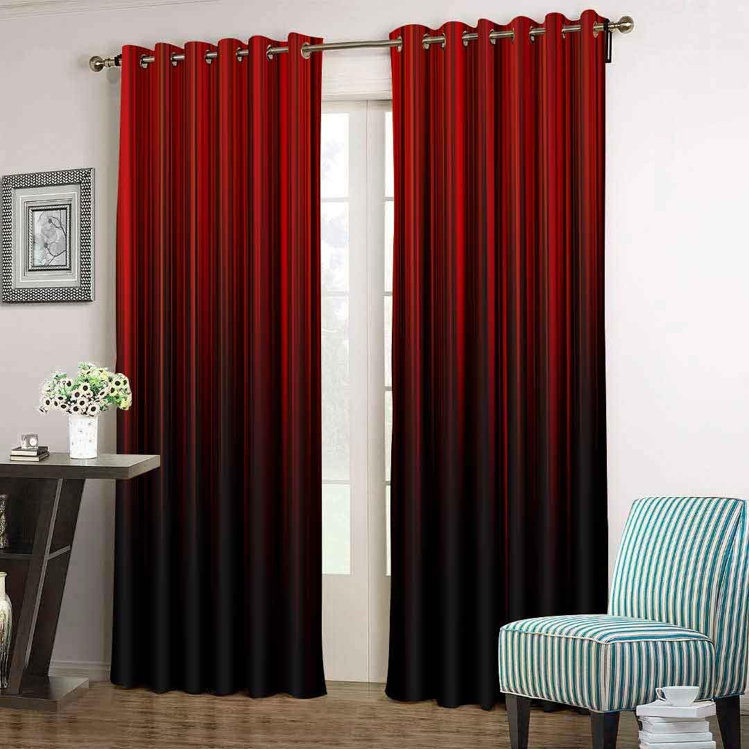 BSPPTI Abstract Curtains for Bedroom 42x84inch Ombre Window Curtain Red and Black Blackout Curtains Insulated Room Darkening Window Drapes for Living Room 2 Panels