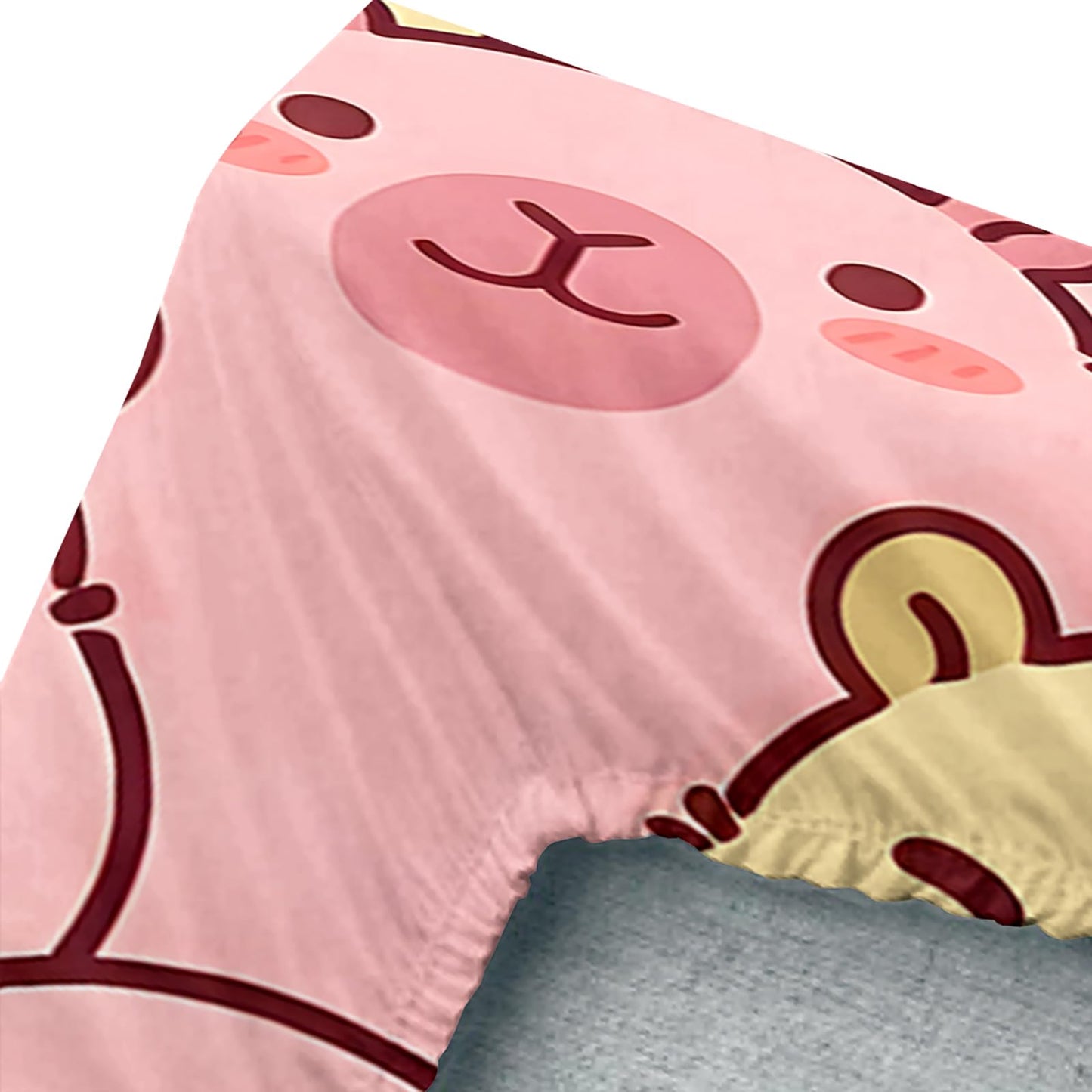 AILONEN 3 Piece Cute Capybara Faces Twin Fitted Sheet Set, 1 Fitted Sheet + 2 Pillowcases, Blush Animal face Pattern in Pink Tones