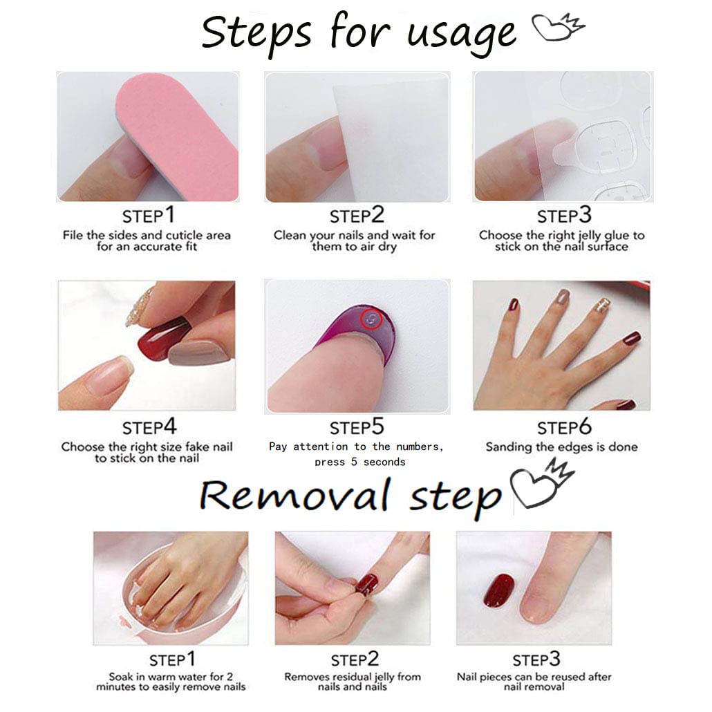 Foccna Almond Press on Nails Short Acrylic Fake Nails Flower Design Women's False Nails with Design Nail Tips for Women&Girls 24PCS