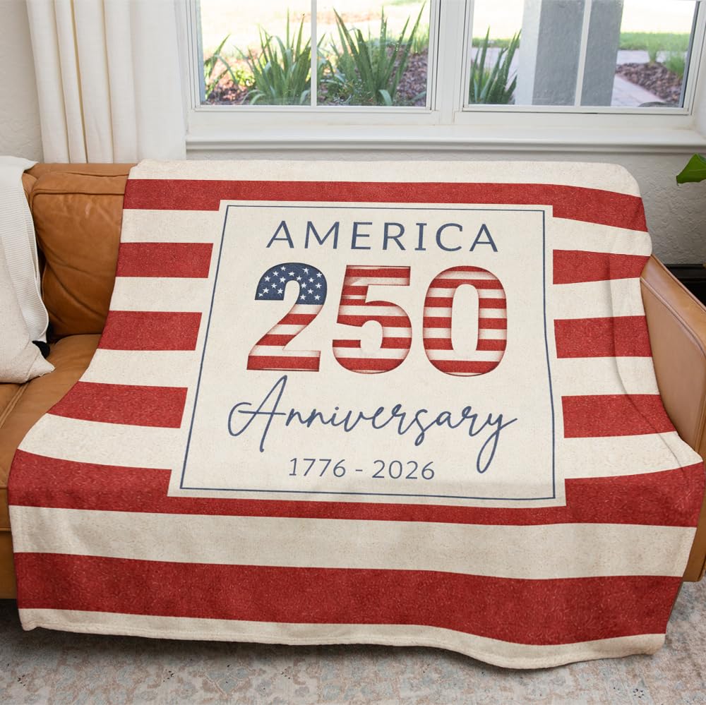 ENCYCOM Personalized Anniversary Blanket, 1776–2026 Patriotic Eagle Design Throw Blanket, Years of Freedom Commemorative Flannel Blanket, Independence Day Celebration Gift (#1)