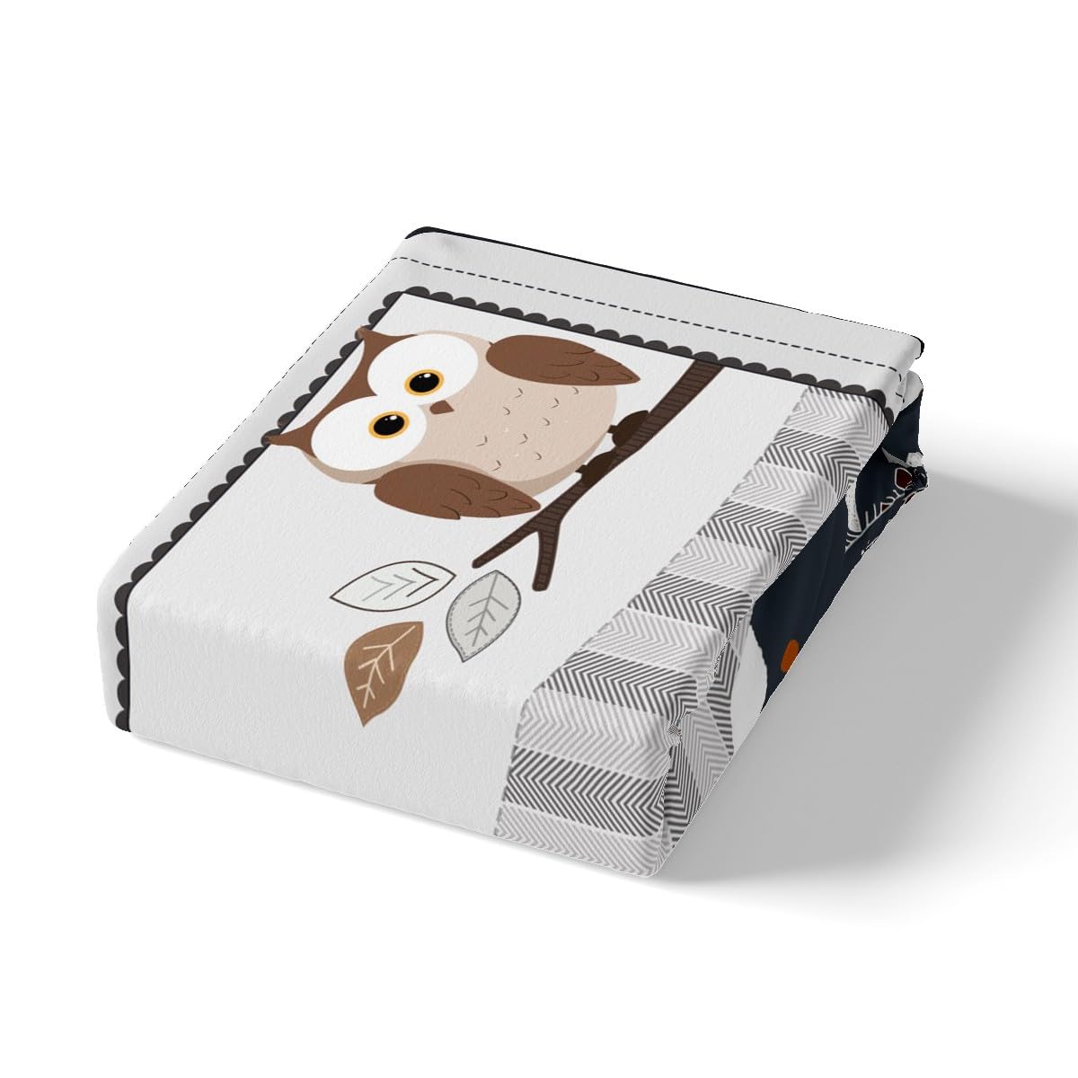 Kids Cartoon Animal Fitted Sheet King Size 4pcs,Cute Bear Owl Fox and Plant Bedroom Decor Bed Shee Set for Man,Exotic Indian Style Ultra Soft Bedding Set (1 Fitted,1 Flat,2 Pillows)