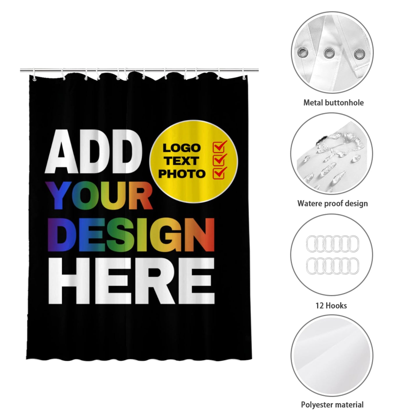 Custom Shower Curtain Design Your Own Text Logo Photo for Bathroom Personalized Shower Curtains Customized Shower Curtains Funny Personalized Gifts 60x79 inch