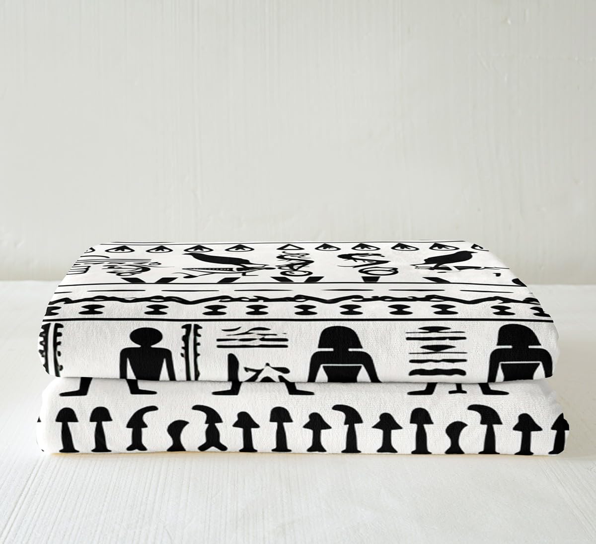 Feelyou Ancient Egypt Sherpa Blanket Egyptian Pyramid Fuzzy for Sofa Bed Couch Egypt Culture Fleece Throw Blanket Tribal Stripe Decor Plush Flannel 50"x60"