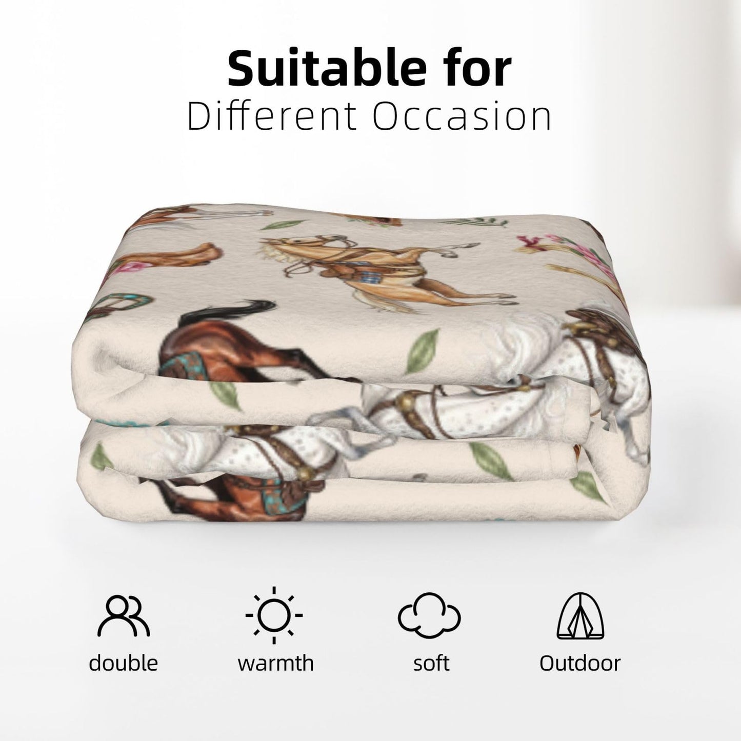 Nmbvcxz Horses Fleece Blanket for Bed and Couch, Lightweight Warm Throw Blanket for All Seasons - Gift for Women, Men, Girls and Boys 50"x40"