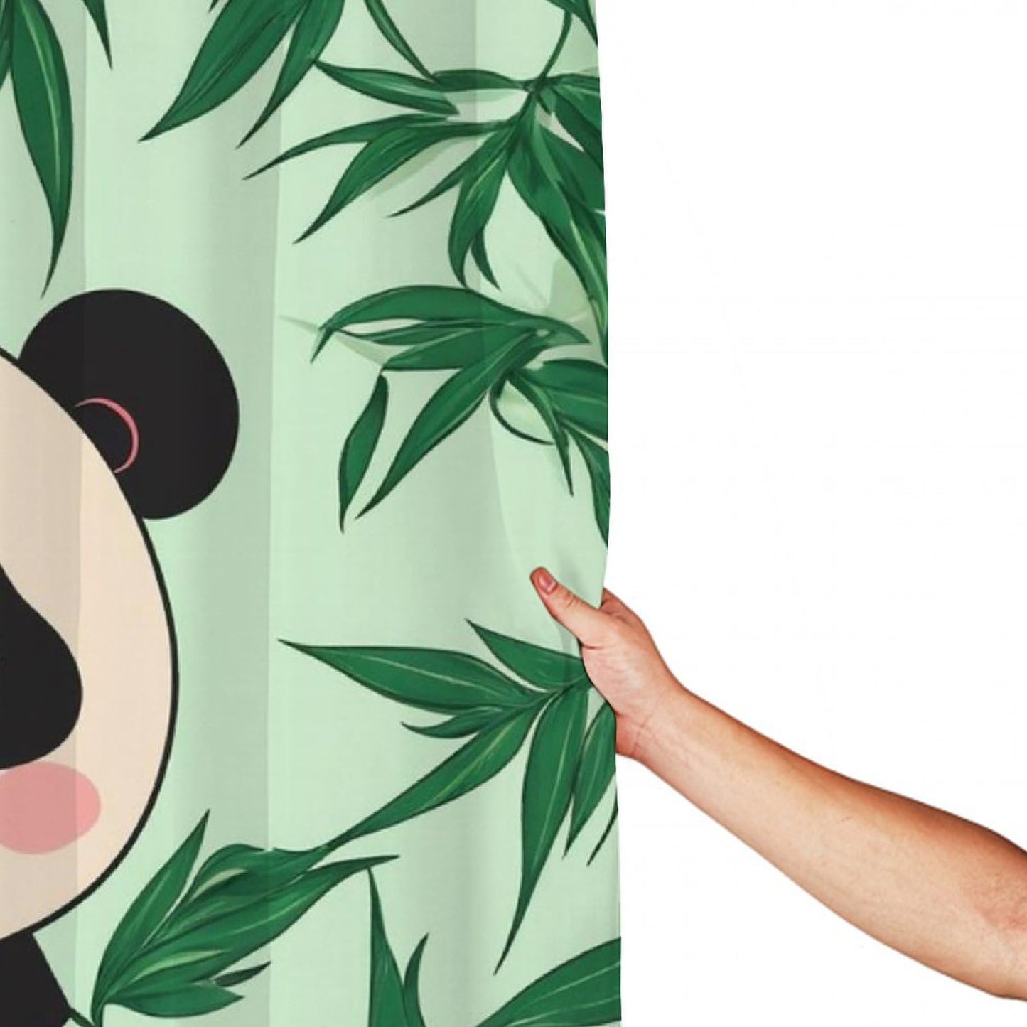 Meaudiwes Shower Curtain Set, Panda Mint Green Bathroom Decoration with Curtain Hooks, 72"x 70"