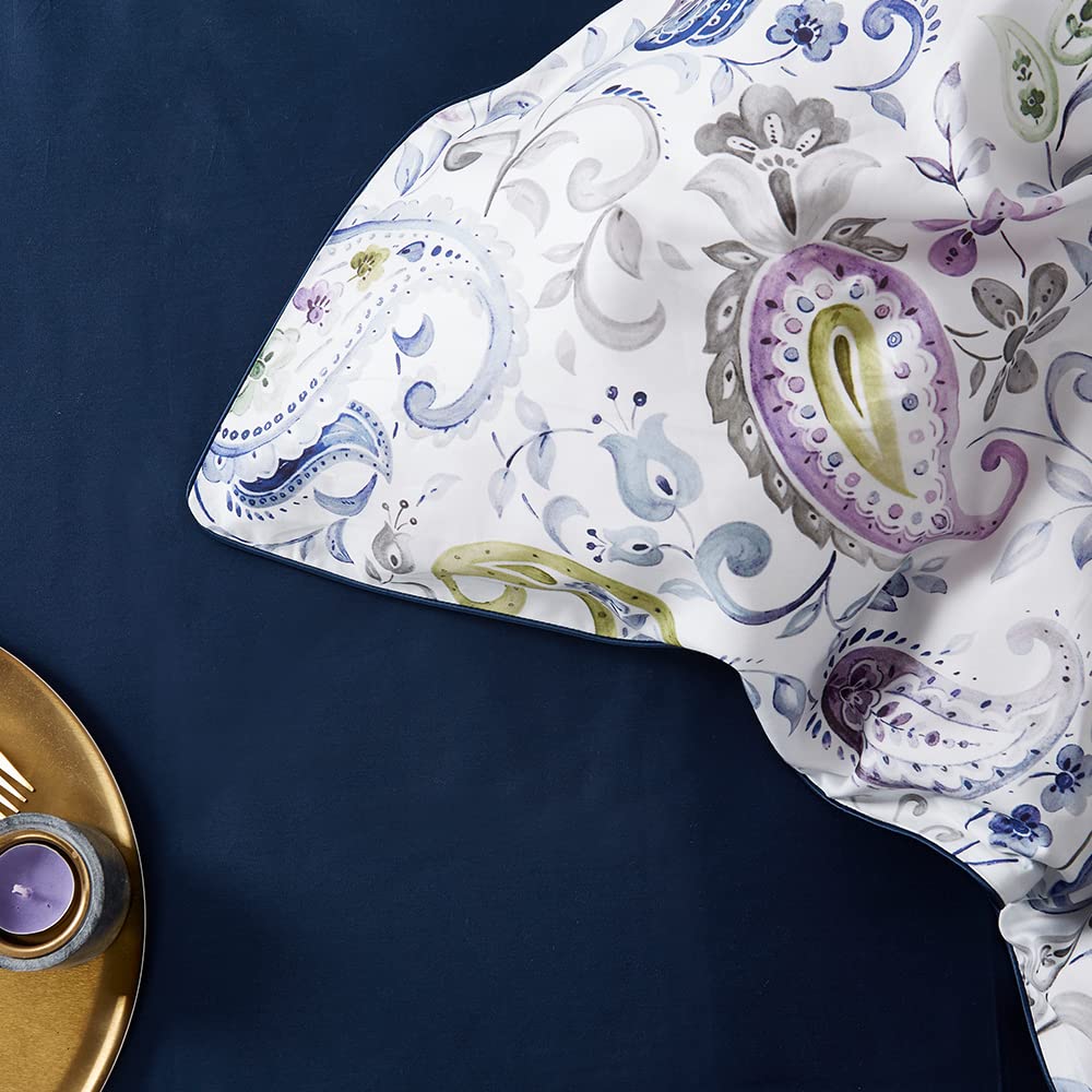 Cupocupa Duvet Cover Set, Queen, Microfiber, White Paisley Pattern, Boho Floral, 3 Pieces