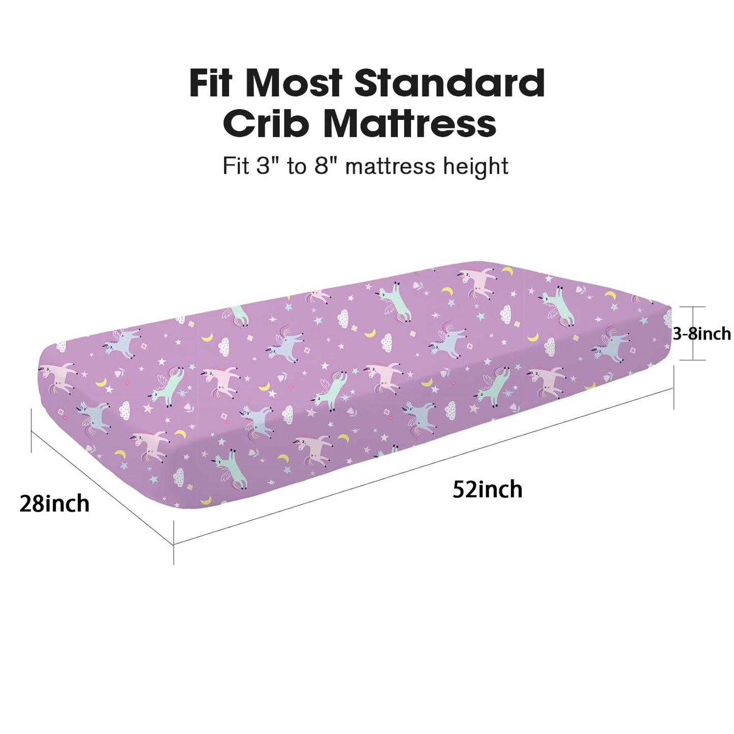 Little Grape Land Crib Sheets 2 Pack for Boys and Girls, Baby Neutral Crib Fitted Sheets for Standard Crib & Toddler Mattress, Super Soft Breathable Fitted Crib Sheet Set, Unicorn