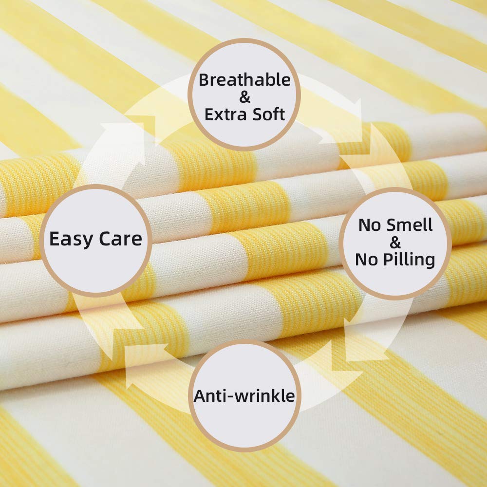 Best Season 3 Piece Stripe Microfiber Stripe Sheet Set - Super Soft Luxury Hotel Deep Pocket,Stain, Fade & Wrinkle Resistant Bedding Set (Yellow,Twin Size)