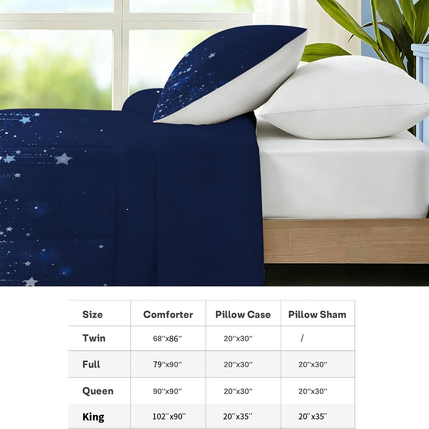kxry Dreamy Galaxy Starry Sky Comforter Set Full Soft Polyester Bed Quilt