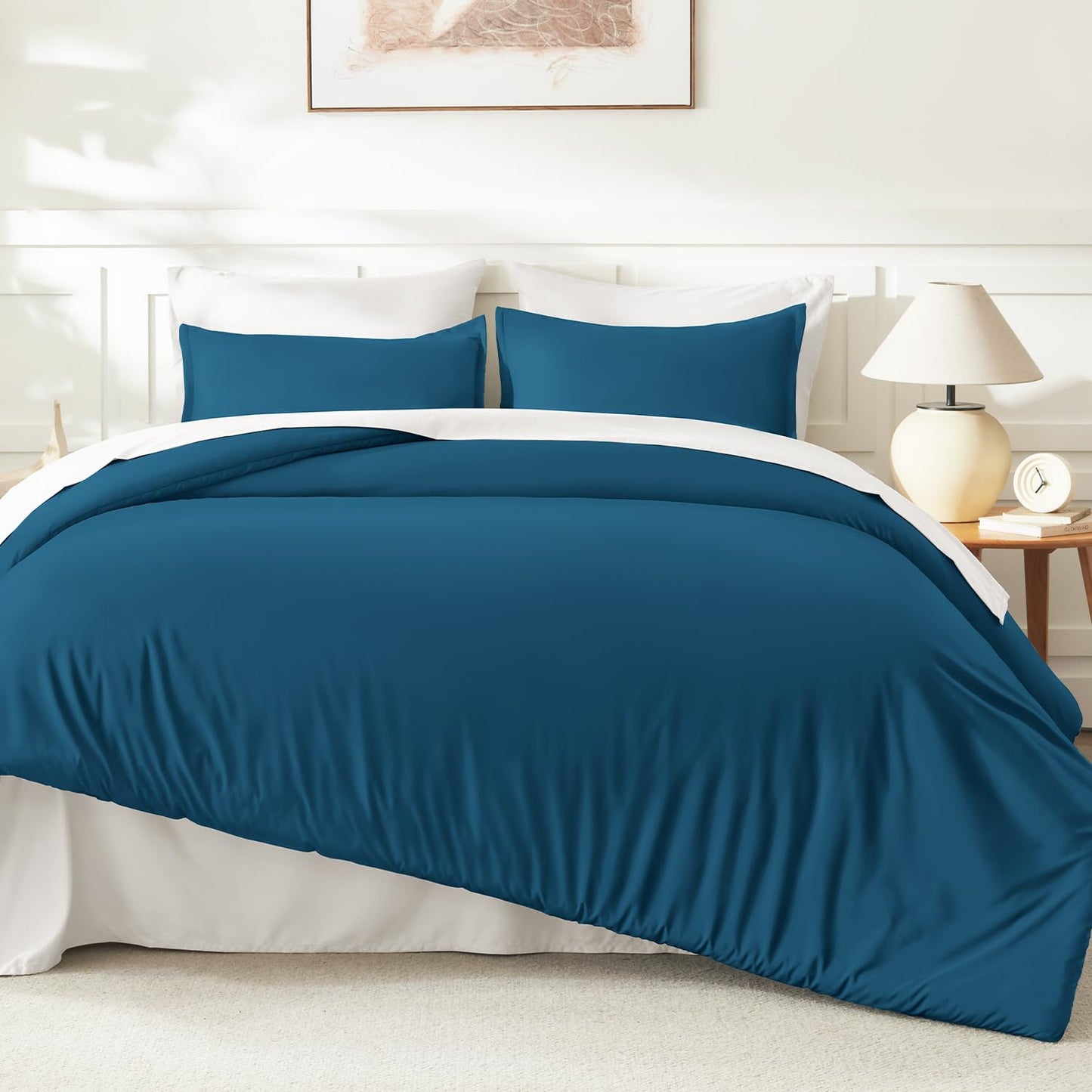 Litanika Teal Comforter King Size, 3 Pieces Turquoise Lightweight Solid Bedding Comforter Set, All Season Fluffy Bed Set (104x90In Comforter & 2 Pillowcases)