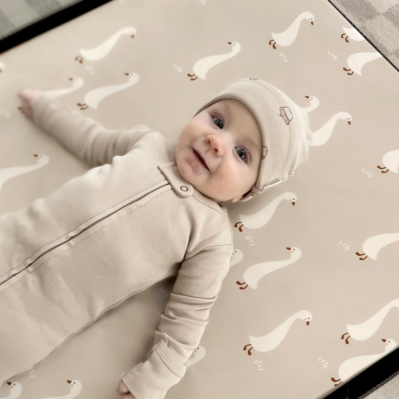 Stretchy Ultra Soft Jersey Knit Fitted Pack and Play Sheets Set 3 Pack, Portable/Mini Crib Sheets for Boys and Girls, Universal Fit for Pack N Plays Safe and Snug, Stylish Pattern of Duck Happy Party