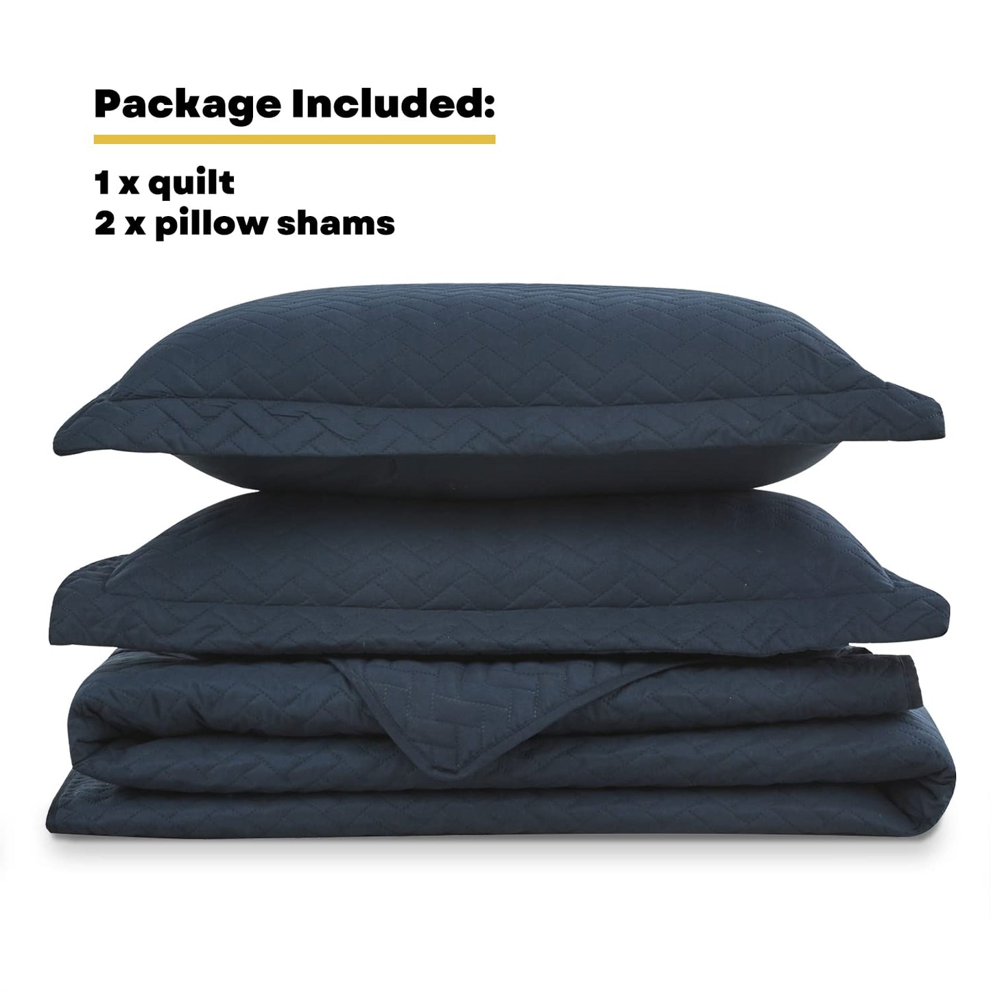 Maple&Stone Quilt Set Queen Size, Lightweight Navy Bedspread Ultrasonic Chevron Pattern Light Coverlet for All Season Comforter Bedding Decor - 3 Piece Full Bed Cover Sets