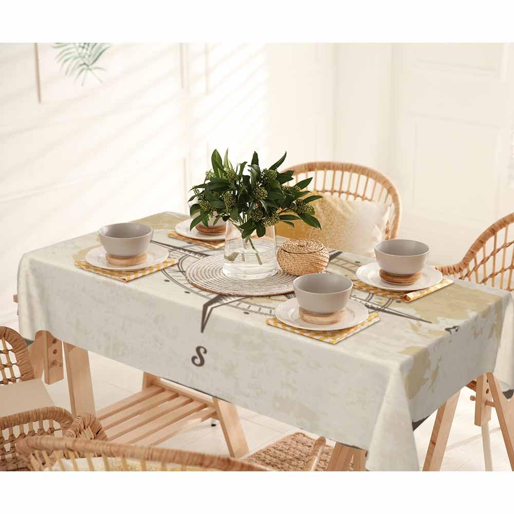 LoLo UoUo Compass Table Cloth for Rectangle Table 60x84 Inch Old World Map Nautical Compass Kitchen Table Cover Decorations for Home Dinner Party Outdoors Picnic