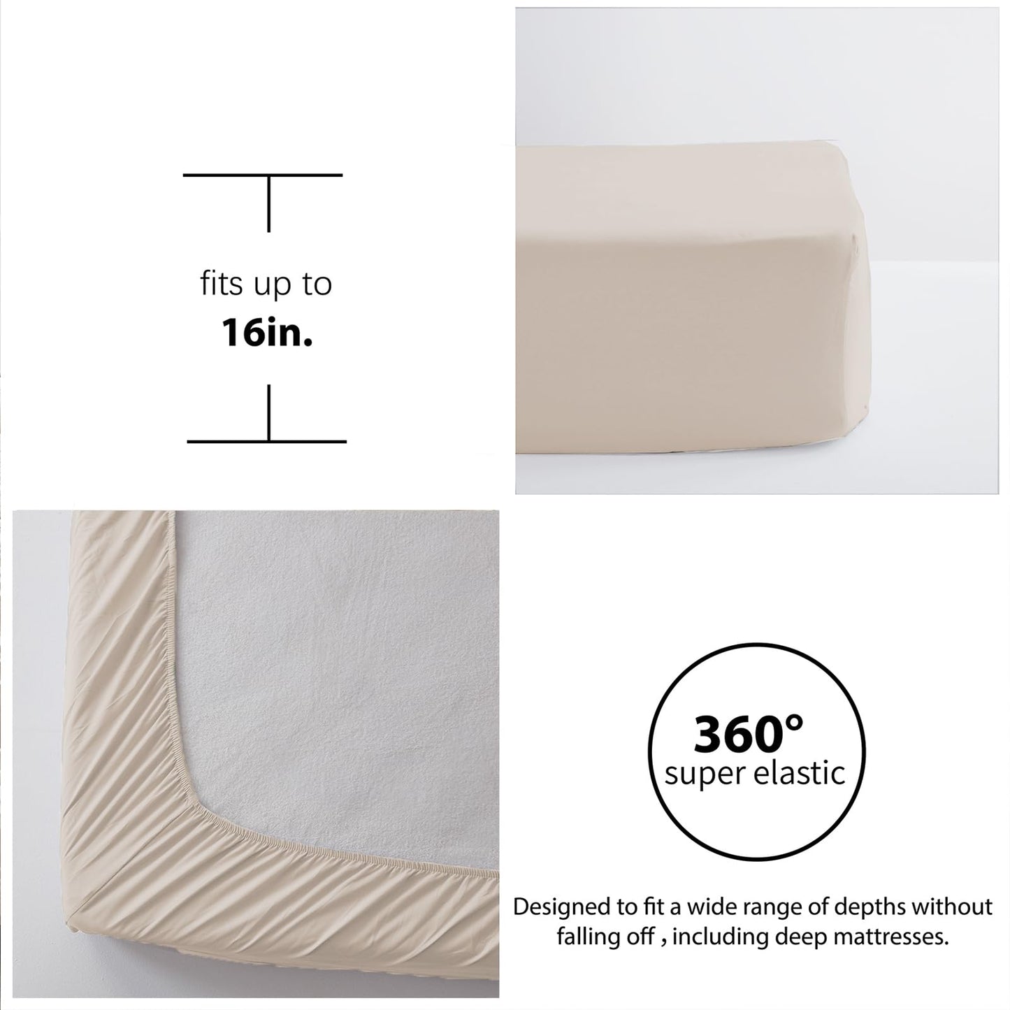 Zzlpp Beige Queen Comforter Set 7 Pieces, Seersucker Bed in a Bag for Bedroom, All Season Bedding Sets with 1 Comforter, 2 Pillow Shams, 2 Pillowcases, 1 Flat Sheet, 1 Fitted Sheet