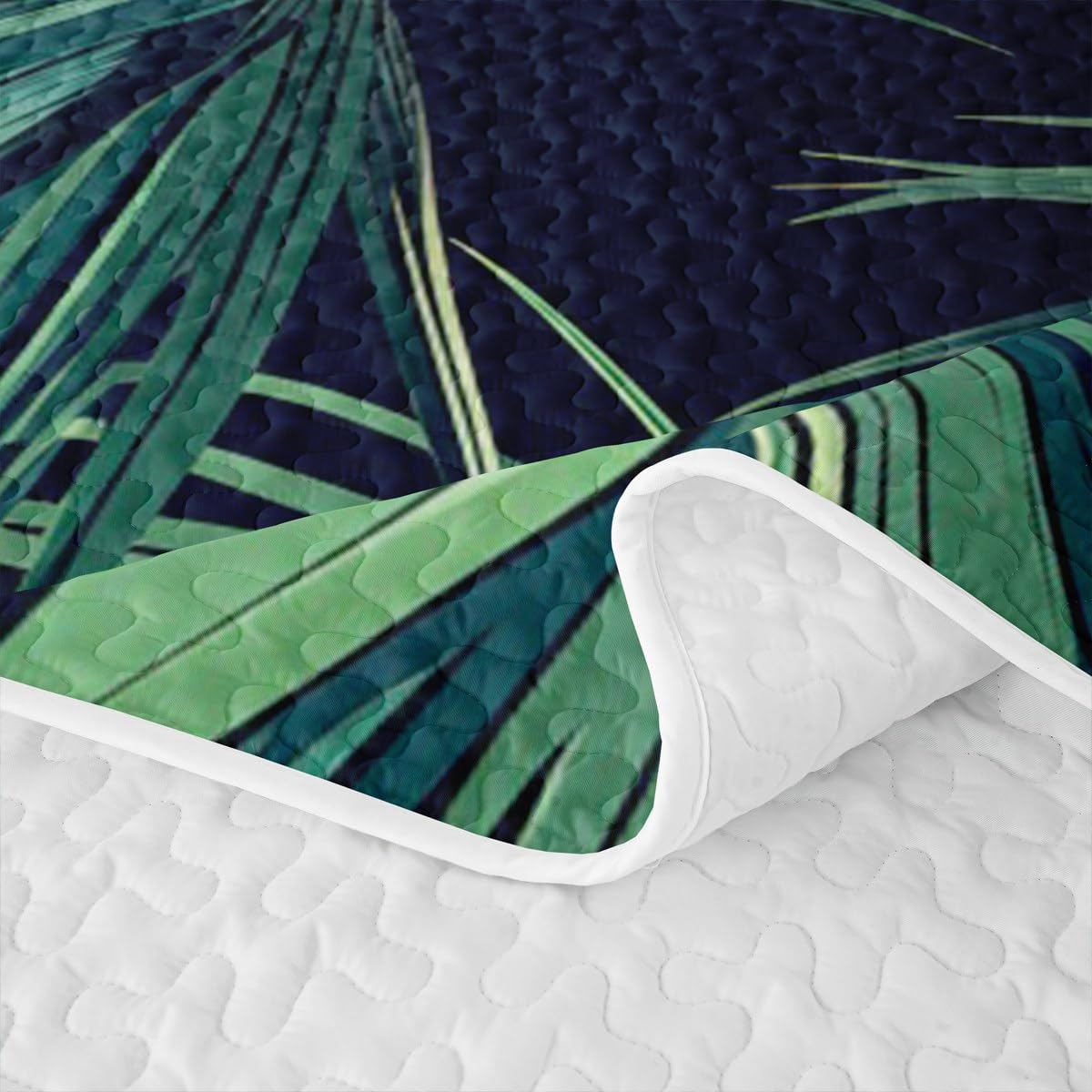 Erosebridal Palm Leaves Quilt Plant Branches Quilt Set Twin Hawaiian Tropical Theme Bedding Coverlet Green Bedspread with 1 Pillowcase