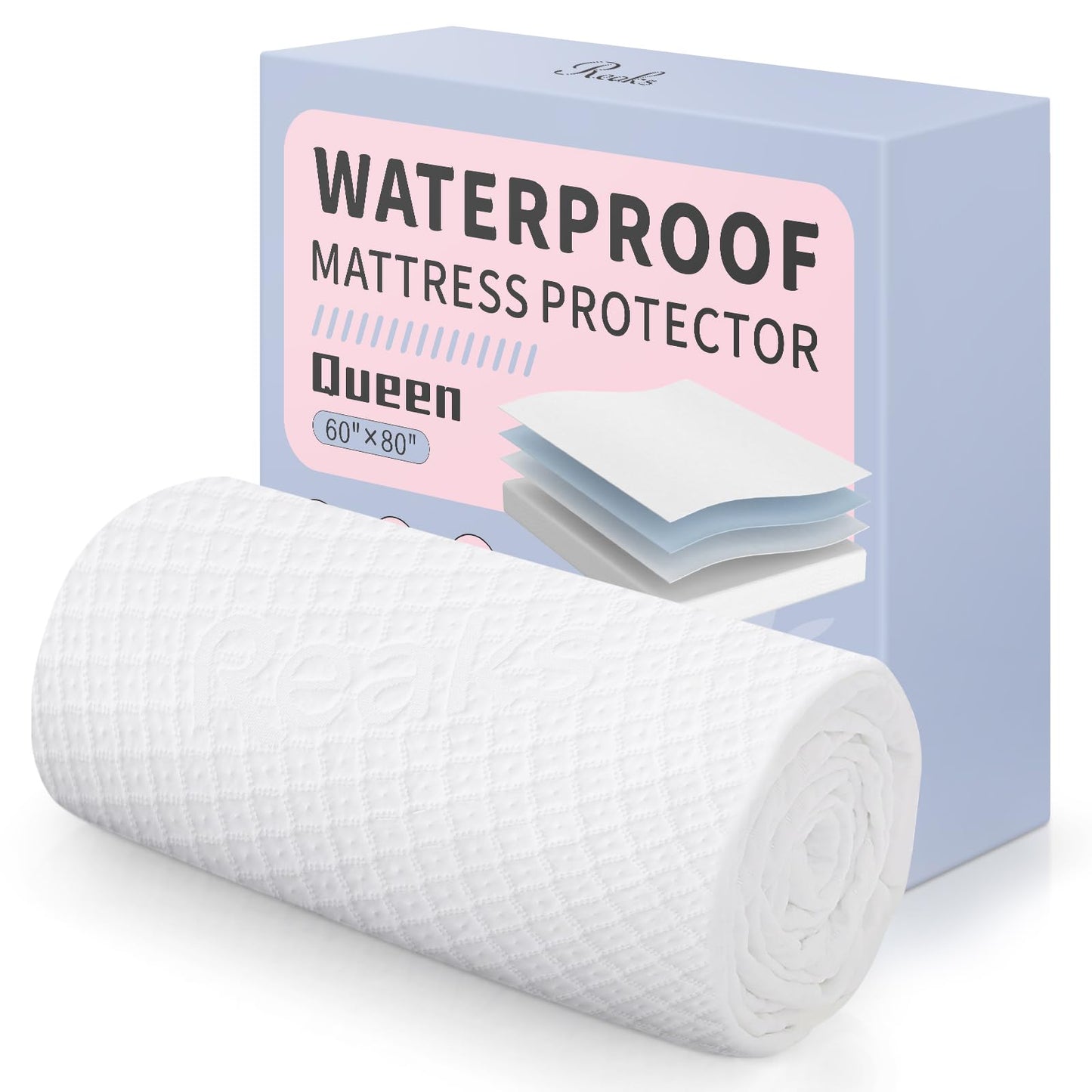 Queen Size Waterproof Mattress Protector Fitted Mattress Pad Cover with Deep Pocket Up to 18''