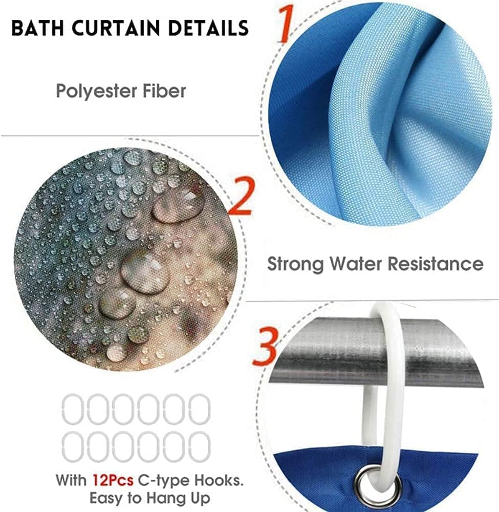 DDS-DUDES 4Pcs Christmas Shower Curtain Sets Kids Bathroom Halloween Decor with 12 Curtain Hooks for Bathroom, Waterproof 71 x 71 inch (D17)