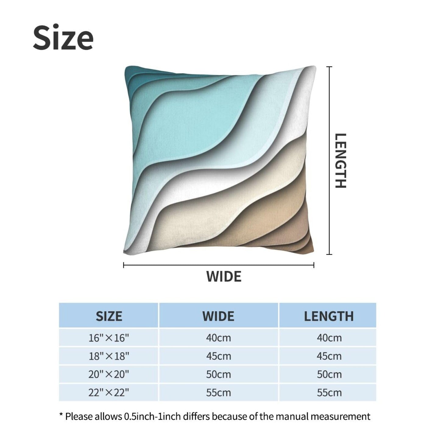 Droerfes Teal Wave Throw Pillow Covers Set of 2 Couch Pillow Case Decoration Cushion Covers for Sofa Home Living Room Bedroom Outdoor 18X18 Inch