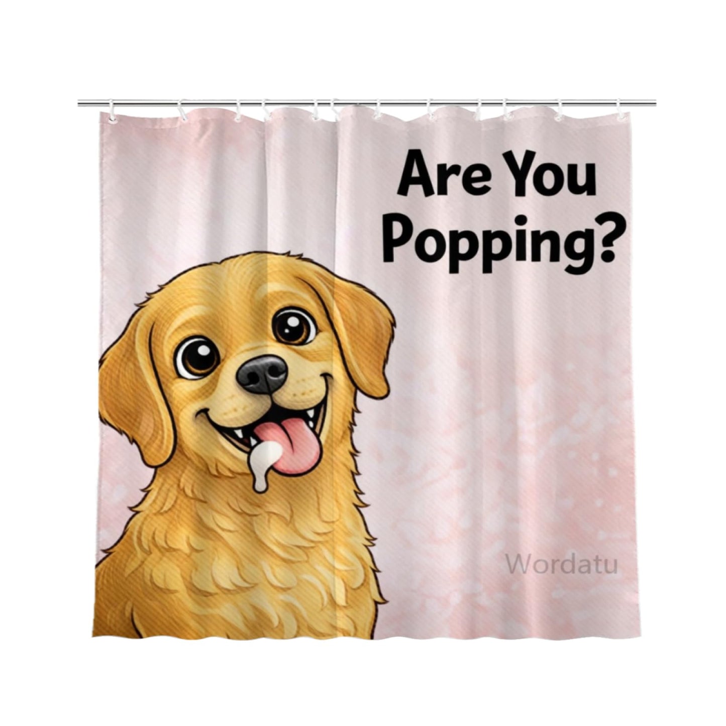 Wordatu Funny Golden Retriever Shower Curtain 72x72 Inch Home Bathroom Decor are You Pooping Animal Bath Bathtub Set Waterproof Fabric with 12 Hooks(24753)