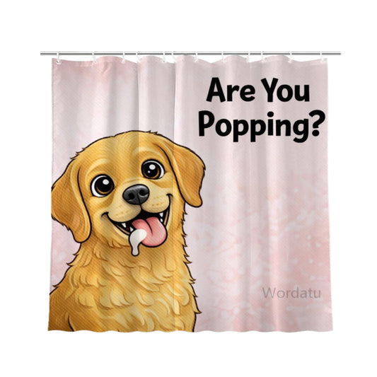 Wordatu Funny Golden Retriever Shower Curtain 72x72 Inch Home Bathroom Decor are You Pooping Animal Bath Bathtub Set Waterproof Fabric with 12 Hooks(24753)
