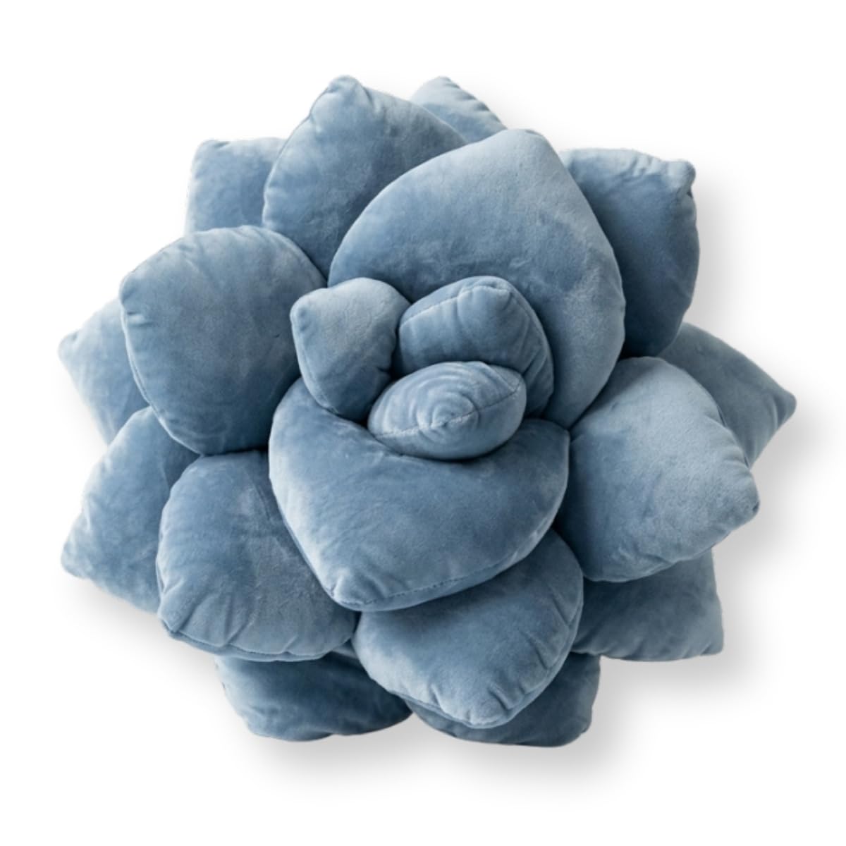 Green Philosophy Co. Succulent® Pillow 16" - Soft 3D Decorative Flower Throw Pillow, Unique Smokey Blue Plush Flower Cushion, Perfect for Couch, Sofa, Bedroom Decor, Gift for Plant Lovers